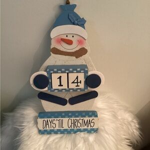 Wooden Snowman Christmas Countdown Sign 16x7 Pre-Owned Holiday Decor